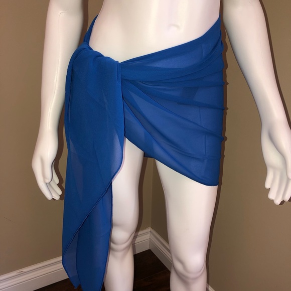 Sarong Cover Up Blue Bathing Suit Wrap Bikini Wrap Summer Essential NEW! - Picture 2 of 4